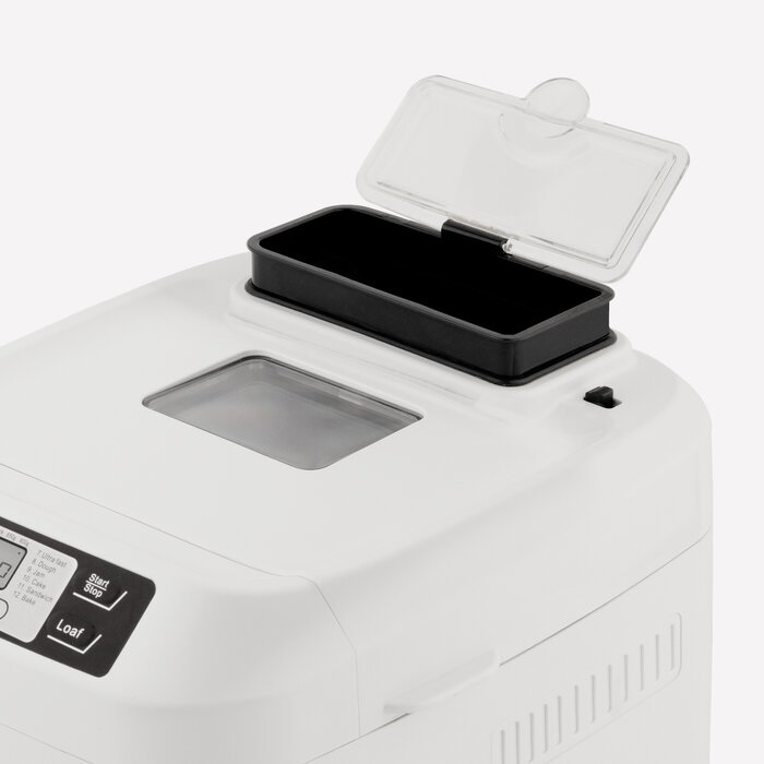 H.Koenig BAKE340 - Macchina per il pane 550 W con 12 programmi, dispenser per cereali e schermo LCD