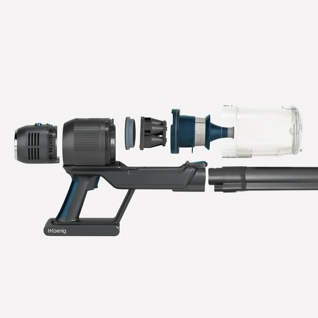 H.Koenig UPX26 Aspirapolvere Cordless 2 in 1 - Leggero, Pieghevole, Senza Sacco, Autonomia Fino a 40 Minuti, Potenza 220 W