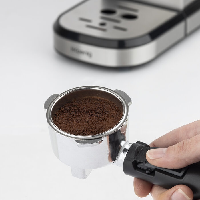 H.Koenig EXP820 Macchina per Espresso Professionale 20 Bar in Acciaio Inox con Serbatoio da 1,1L, Sistema Thermoblock, Scaldatazze e Schiumatore, 1350W
