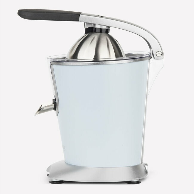 H.Koenig AGR86 Spremiagrumi Elettrico Professionale 160 W in Acciaio Inox Blu Pastello, Automatico e Silenzioso con Beccuccio Antigoccia, Senza BPA