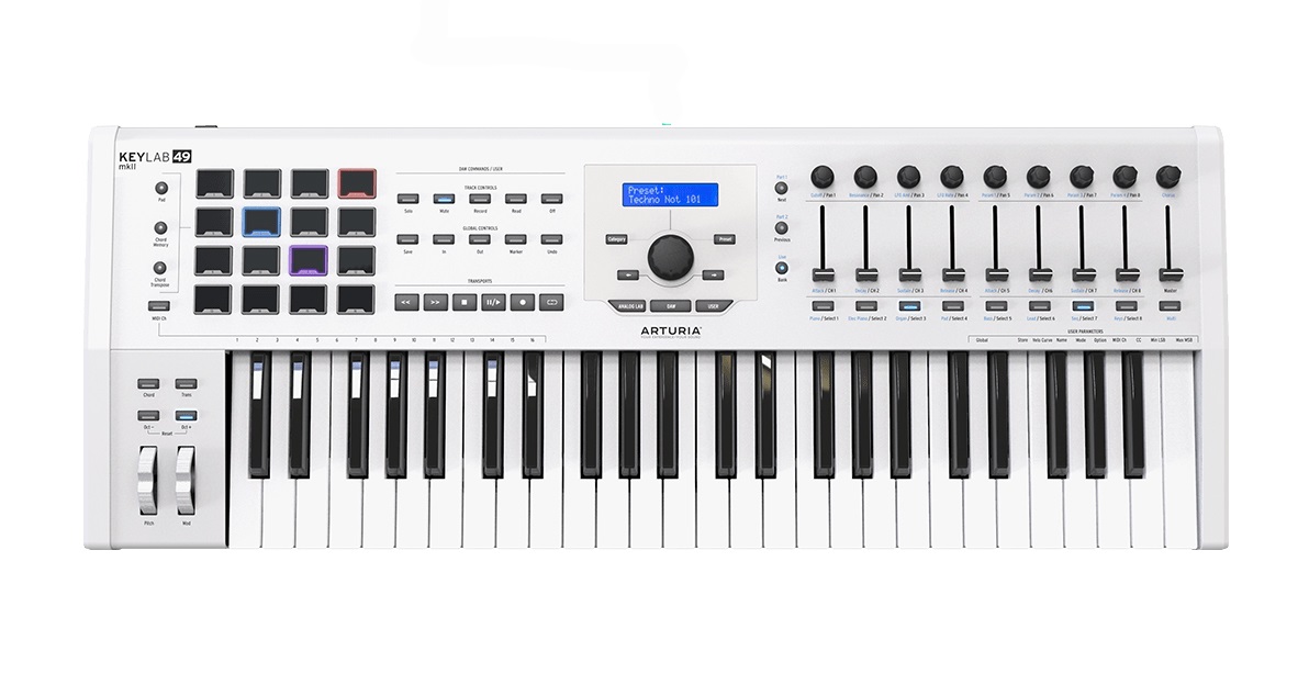 Arturia KeyLab 49 MkII - Tastiera MIDI Professionale 49 Tasti Bianco con Controller Master USB