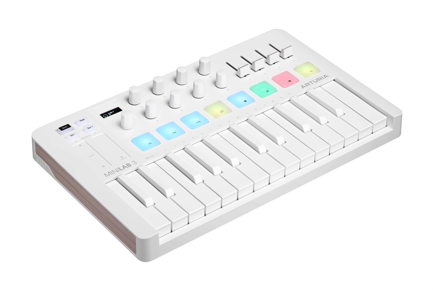 Arturia MiniLab 3 - Tastiera MIDI 25 tasti Slim-Key USB-C con 8 pad LED retroilluminati, 8 manopole, 4 fader, arpeggiatore integrato e pacchetto software
