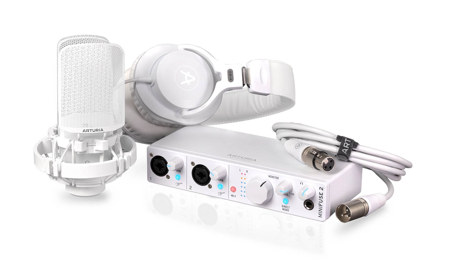 Arturia MiniFuse Recording Pack Bianco - Interfaccia USB-Audio, Cuffie, Microfono e Scheda Audio