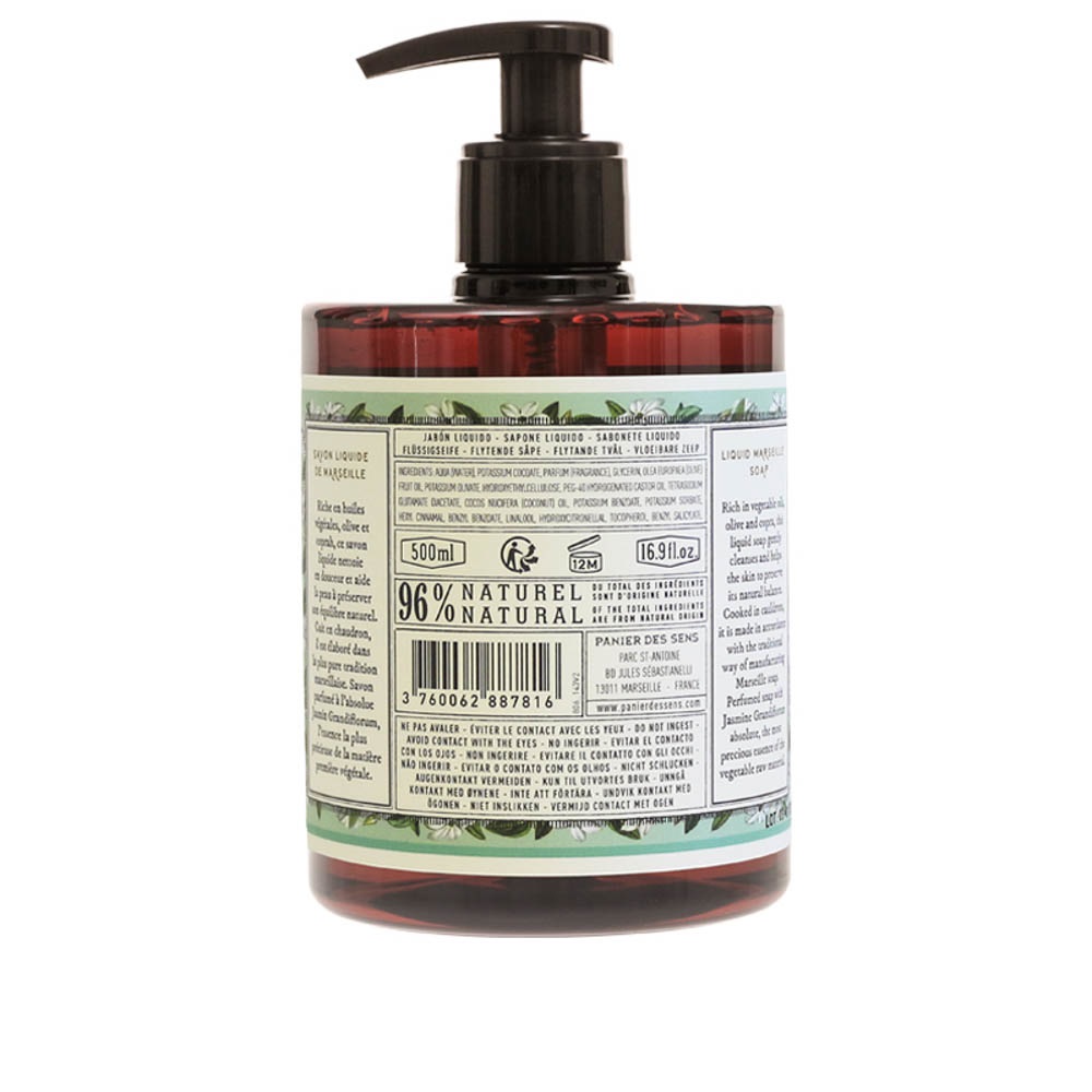 Panier des Sens Sapone Liquido di Marsiglia Gelsomino - 500ml, Idratante con Oli Vegetali e 96% Ingredienti Naturali