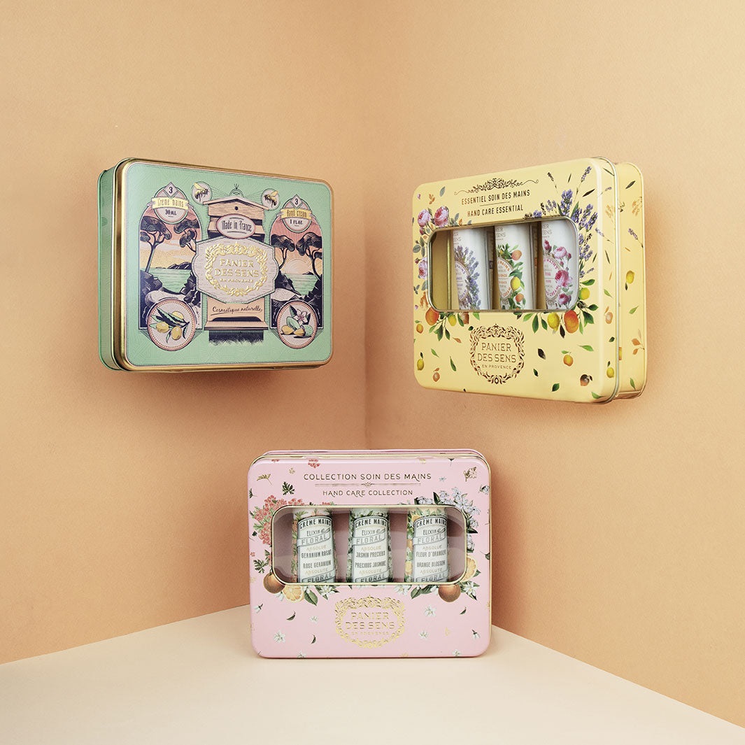 Panier Des Sens Cofanetto Regalo - Trio di Creme Mani Idratante con Assoluti di Fiori d'Arancio, Geranio Rosa e Gelsomino Prezioso - 3 x 30ml - 96% Ingredienti Naturali