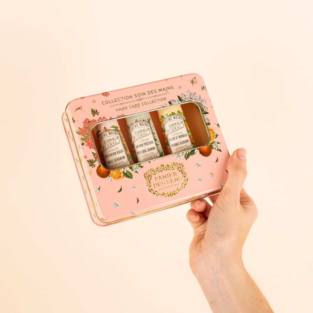 Panier Des Sens Cofanetto Regalo - Trio di Creme Mani Idratante con Assoluti di Fiori d'Arancio, Geranio Rosa e Gelsomino Prezioso - 3 x 30ml - 96% Ingredienti Naturali