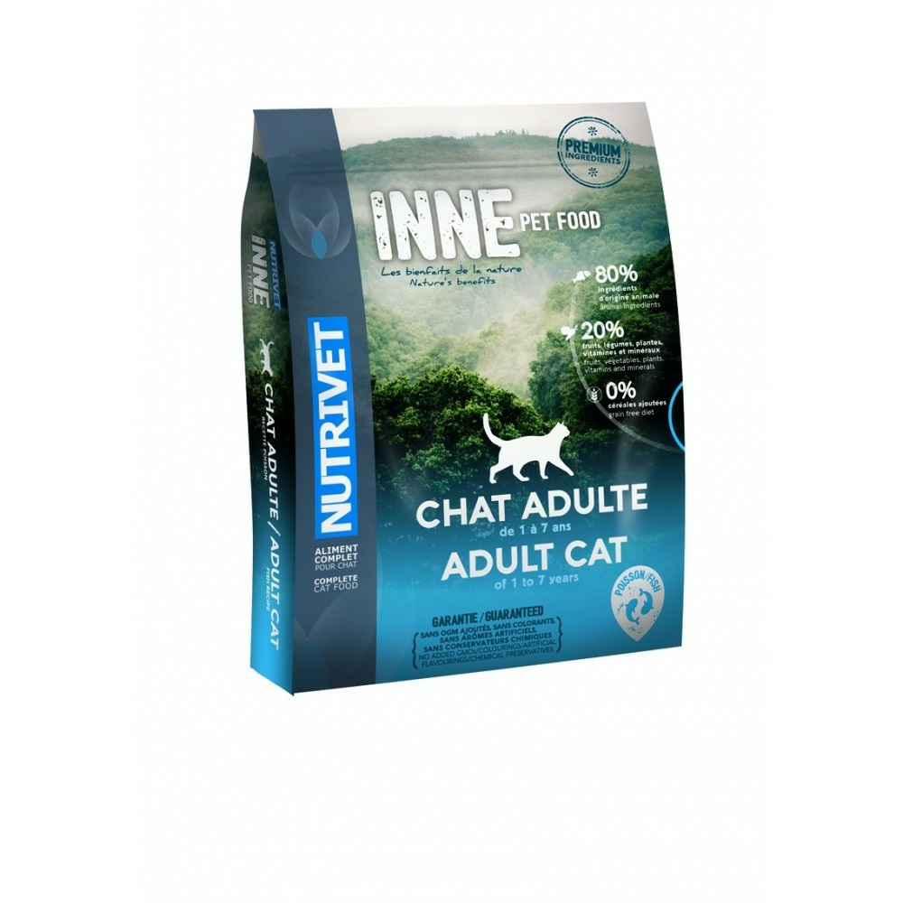 Nutrivet Inne Adult Cat Crocchette senza cereali con Pesce - 80% ingredienti di origine animale - 6 kg