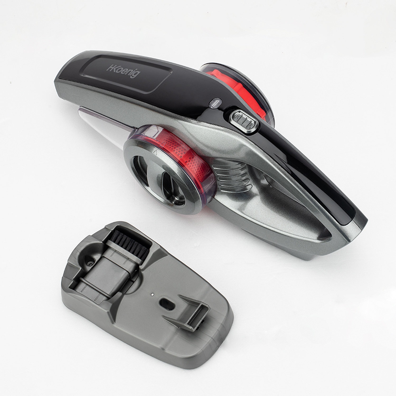 H.Koenig TCP85 - Aspirapolvere portatile e Aspirabriciole ciclonico senza fili, 85W, filtro HEPA, autonomia 15 minuti, capacità 0,8L, con spazzola 2 in 1 e ugello per fessure