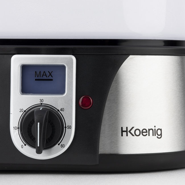 H.Koenig VAP12 Vaporiera Elettrica 12L in Acciaio Inox, Multifunzione Programmabile, 3 Cestelli Impilabili, Timer 60min