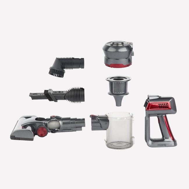 H.Koenig UP600 Aspirapolvere 2 in 1 PowerClean Scopa Elettrica Senza Fili e Senza Sacco, Batteria al Litio 22,2V, Compatta e Leggera, Adatta per Animali Domestici