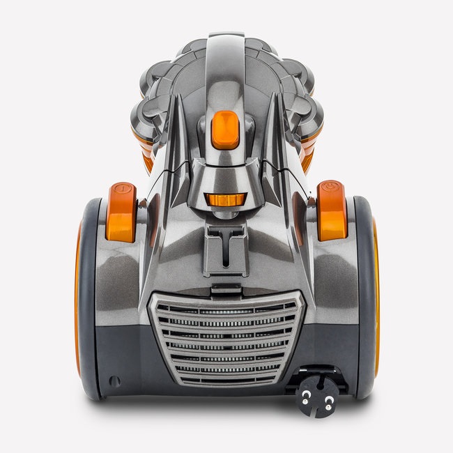 H.Koenig STC60 Aspirapolvere a Traino Senza Sacco Multiciclonico, Classe AAA, Filtro HEPA, Potenza 700 W, Silenzioso e Efficiente, Spazzola Turbo e Bocchetta Piatta 2-in-1, Colore Arancione/Argento