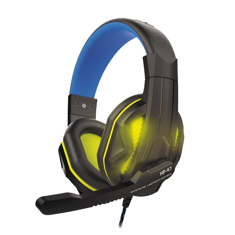 Steelplay HP-47 - Cuffie da Gioco Cablate Stereo con Microfono Rotante e Controllo per PS4, Xbox One, PC e Mac - Nero/Giallo