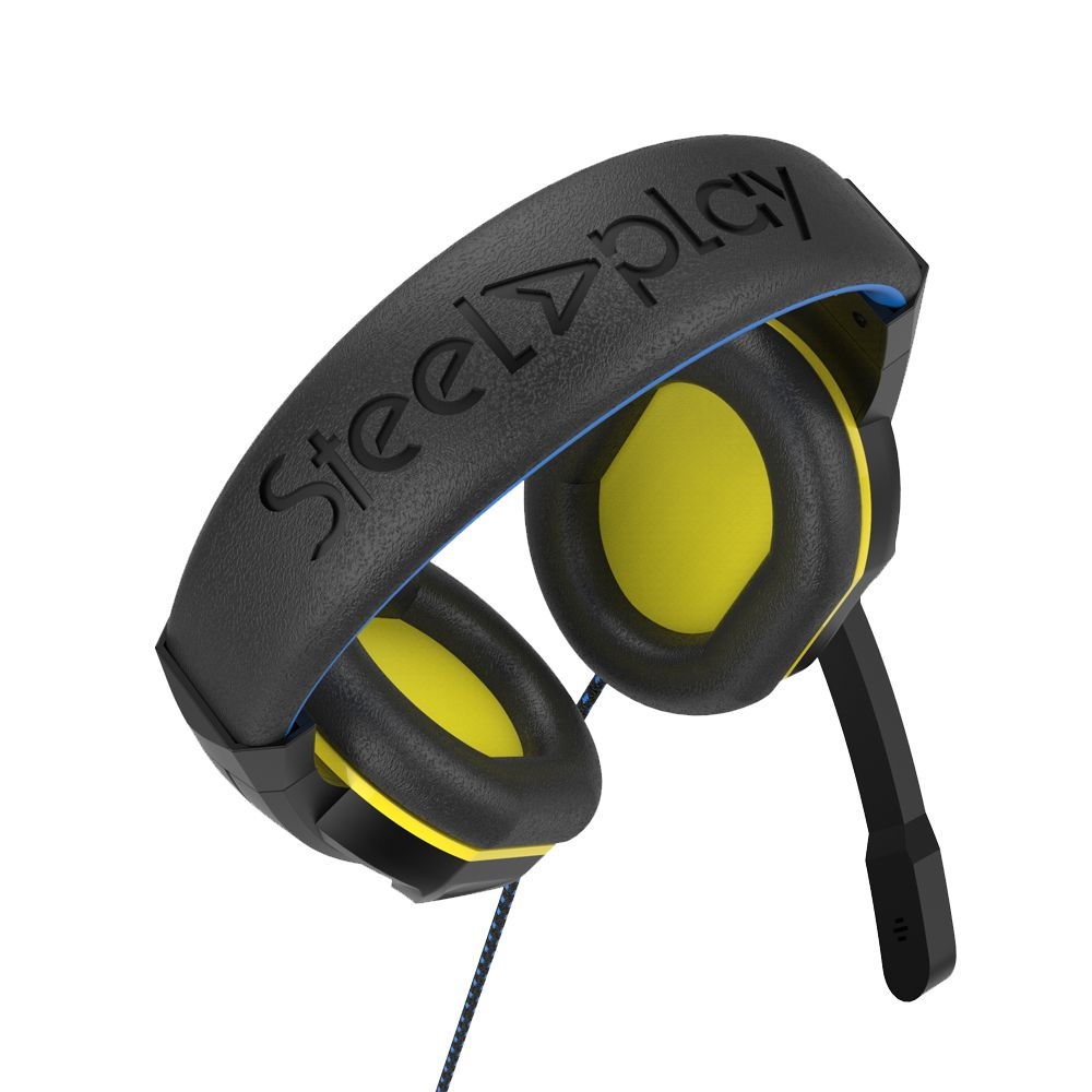 Steelplay HP-47 - Cuffie da Gioco Cablate Stereo con Microfono Rotante e Controllo per PS4, Xbox One, PC e Mac - Nero/Giallo