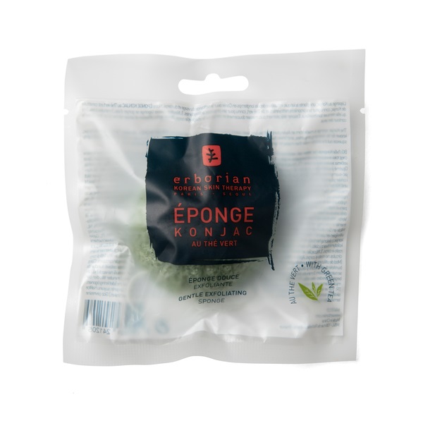 ERBORIAN Spugna Konjac al Tè Verde - Detergente Naturale, Esfoliante e Purificante per Viso e Corpo