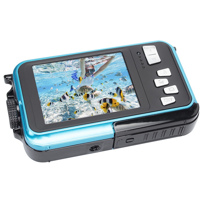 AgfaPhoto WP8000 - Fotocamera Digitale Impermeabile 24 MP CMOS, Video Full HD, Doppio Schermo LCD, Zoom Digitale 16x, Batteria al Litio - Blu