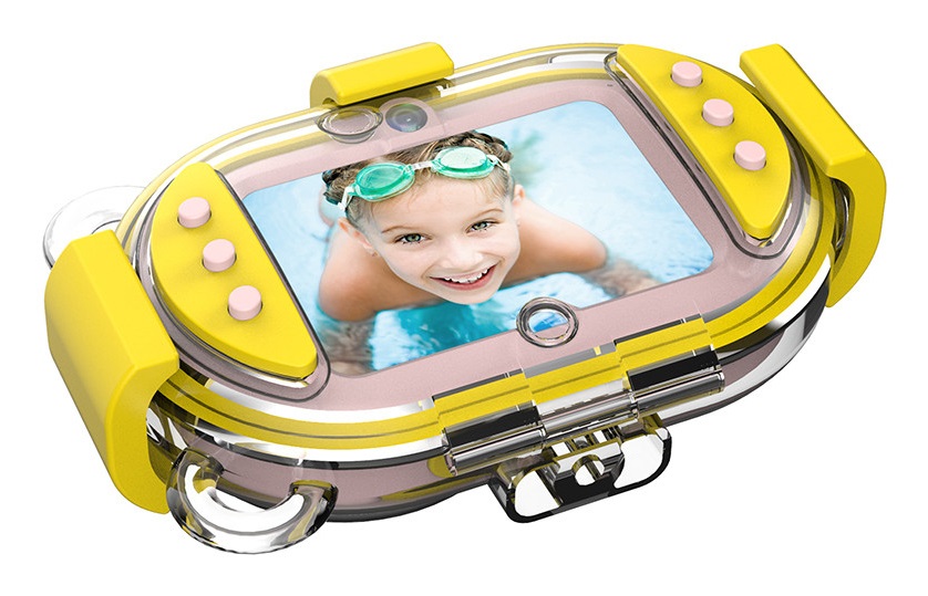 AgfaPhoto Realikids Cam - Fotocamera Digitale Impermeabile per Bambini 16 MP CMOS Rosa e Giallo, Display LCD 2,4'' e Video HD