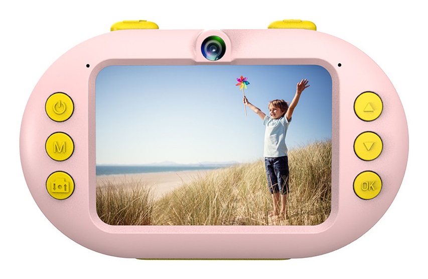 AgfaPhoto Realikids Cam - Fotocamera Digitale Impermeabile per Bambini 16 MP CMOS Rosa e Giallo, Display LCD 2,4'' e Video HD