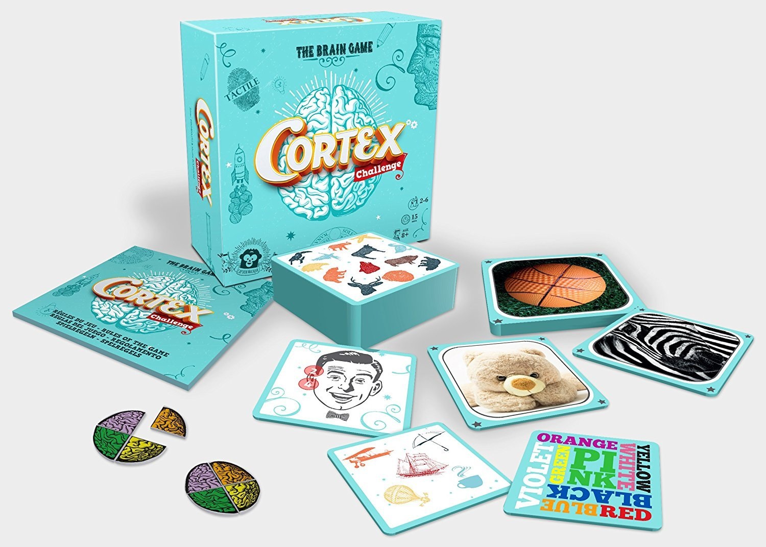 Asmodee Cortex Challenge - Gioco da Tavolo Azzurro per 2-6 Giocatori, Età 8 , Sfide Tattili e Cognitive