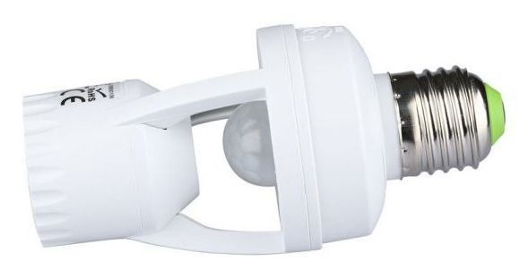 V-TAC Portalampada E27 con Sensore di Movimento Infrarossi 360° e Crepuscolare Max 60W IP20