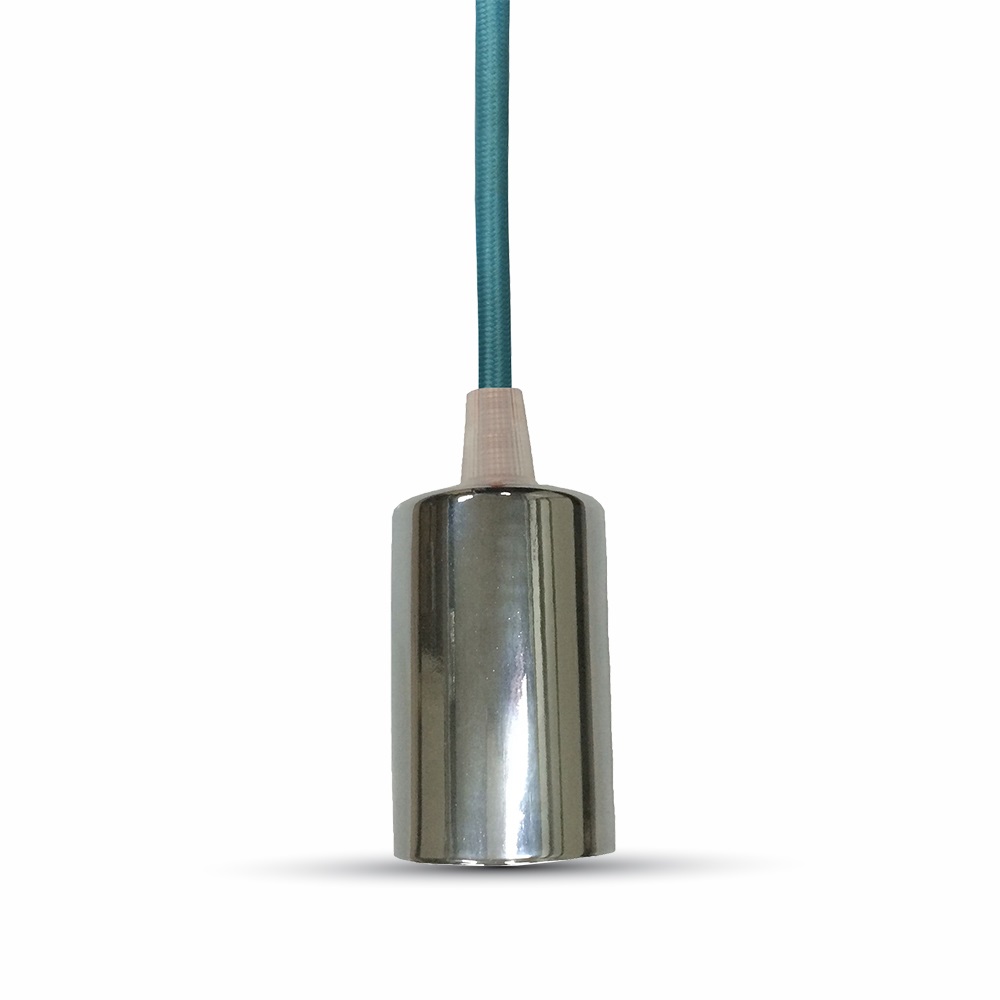 V-TAC VT-7338 Lampadario a Sospensione E27 in Metallo con Cavo Blu, Ø36 x 60 mm, Max 60W