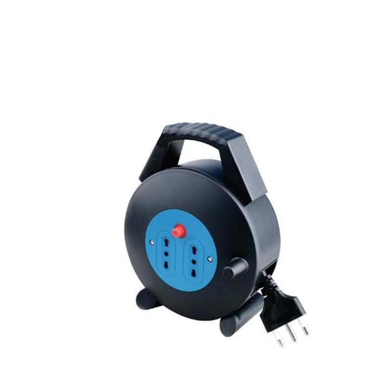 V-TAC Prolunga AvvolgiCavo 5m con 2 Prese Bipasso 10/16A, Spina Italiana 16A, Protezione Termica, Nero