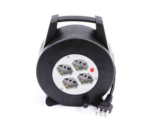 V-TAC Prolunga Elettrica Avvolgibile 10M con 4 Prese Schuko/Bipasso, Spina Italiana 16A, Interno/Esterno, Nero