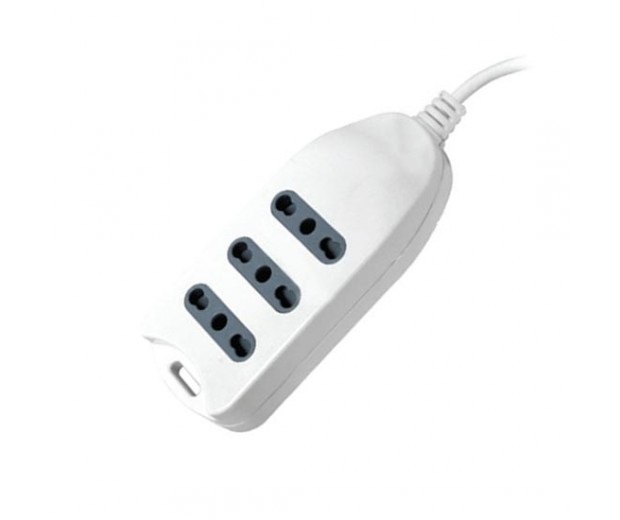 V-TAC Multipresa 3 Posti Bipasso 10/16A con Cavo da 1,5 m - Attacco a Parete Bianco