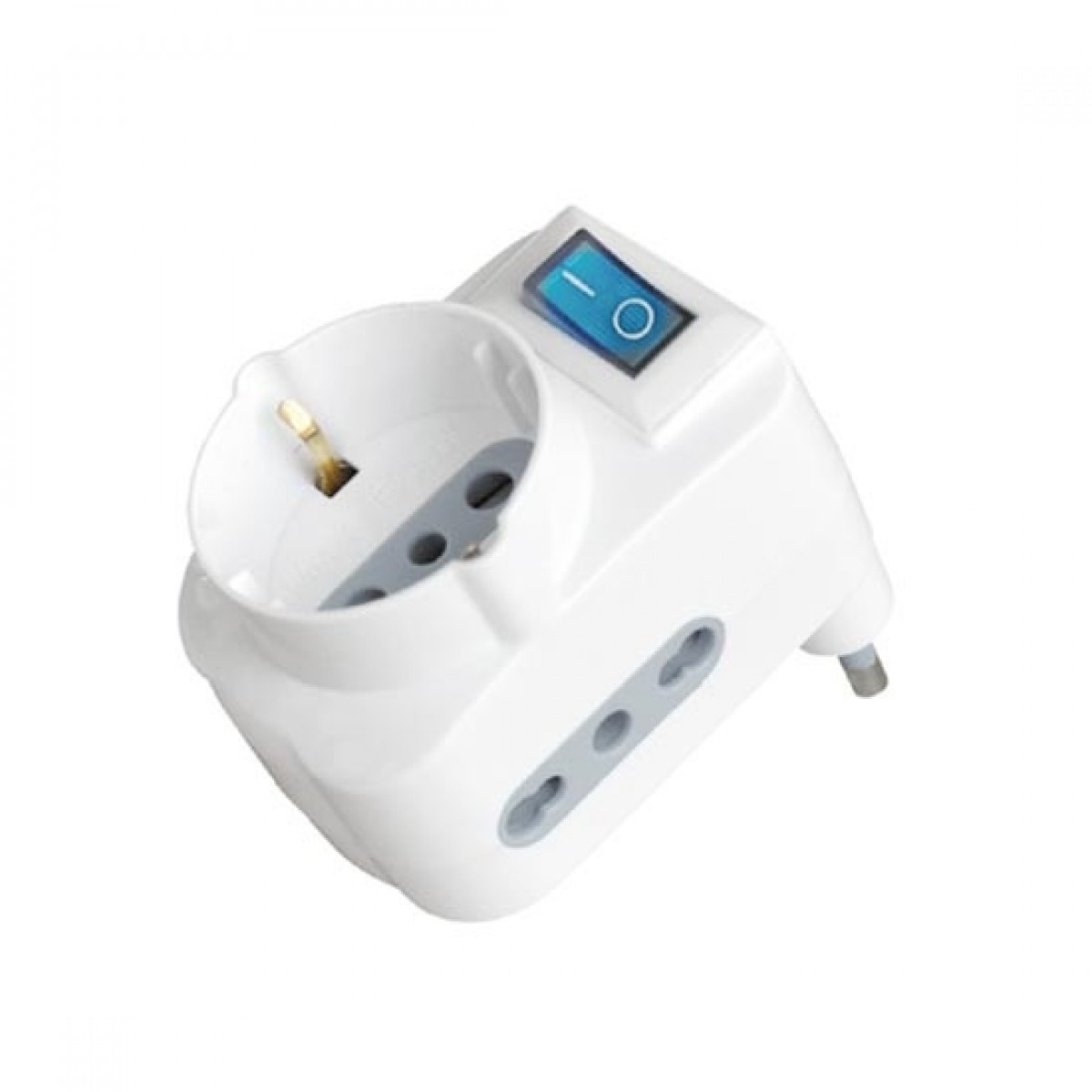 V-TAC Adattatore Multipresa Triplo Bipasso 16A con Interruttore Luminoso Bianco - SKU 8716