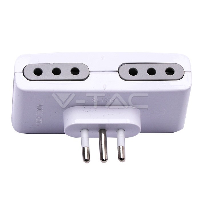 V-TAC Adattatore Multipresa Quadriplo 4 Prese 10A con Spina 10A 2P T Bianco - Salvaspazio