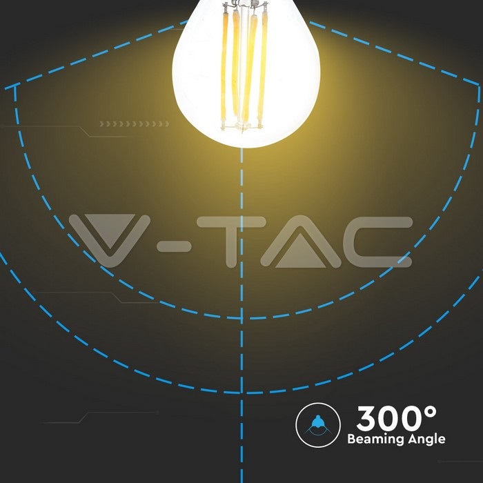 V-TAC Lampadina LED E27 6W Filamento G45 Bianco Caldo 2700K 130lm/W