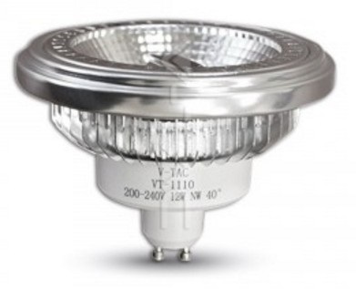 V-TAC VT-1112 Lampadina LED COB 12W GU10 Bianco Caldo 3000K 650 Lumen Angolo 40°