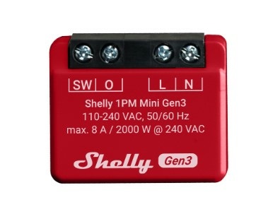 Shelly 1PM Mini Gen3 - Relè Intelligente WiFi e Bluetooth, 1 Canale, 8A, Misurazione di Potenza, Controllo Remoto, Compatibile con Alexa e Google Home