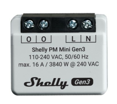 Shelly PM Mini Gen3 - Misuratore di Potenza Intelligente WiFi e Bluetooth, 1 Canale, 16A, Monitoraggio Energetico in Tempo Reale, Compatibile con Alexa e Google Home