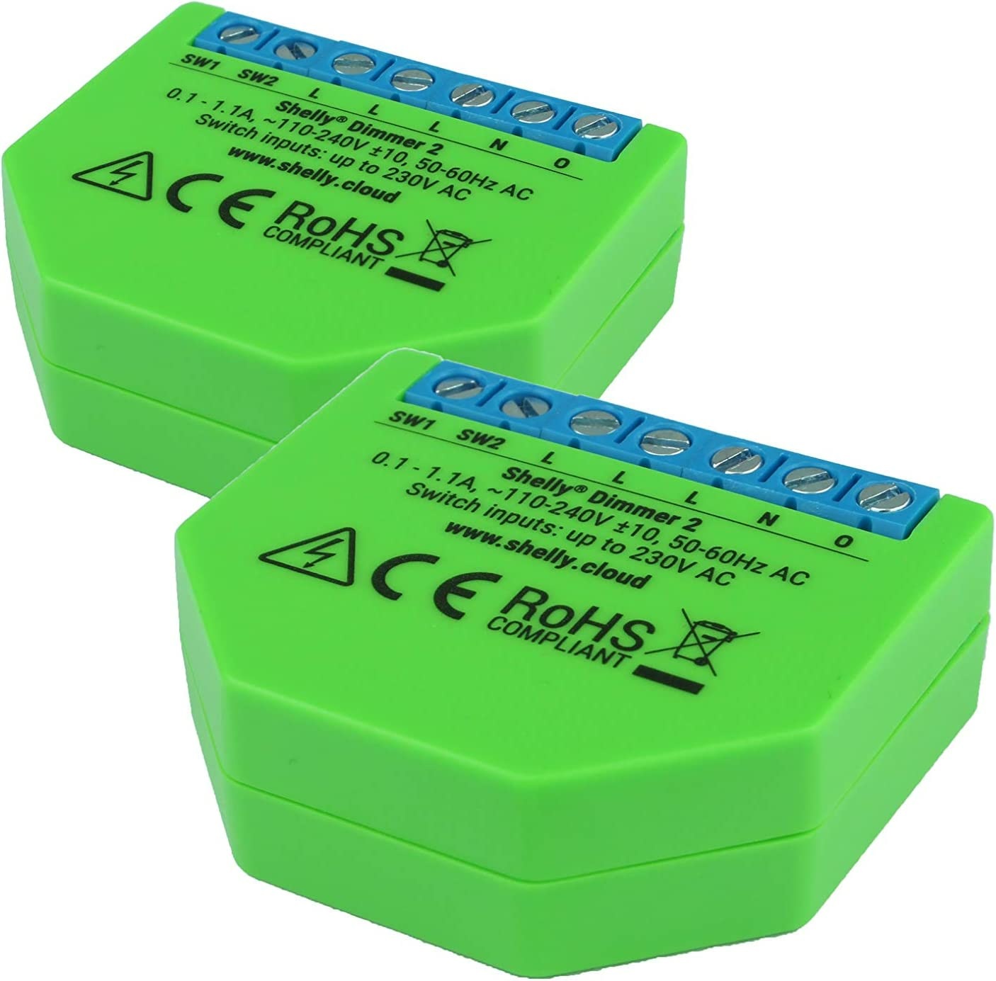 Shelly Dimmer 2 - Interruttore Varialuce Senza Fili Wi-Fi, Confezione da 2, Compatibile con Alexa e Google Home, App iOS e Android