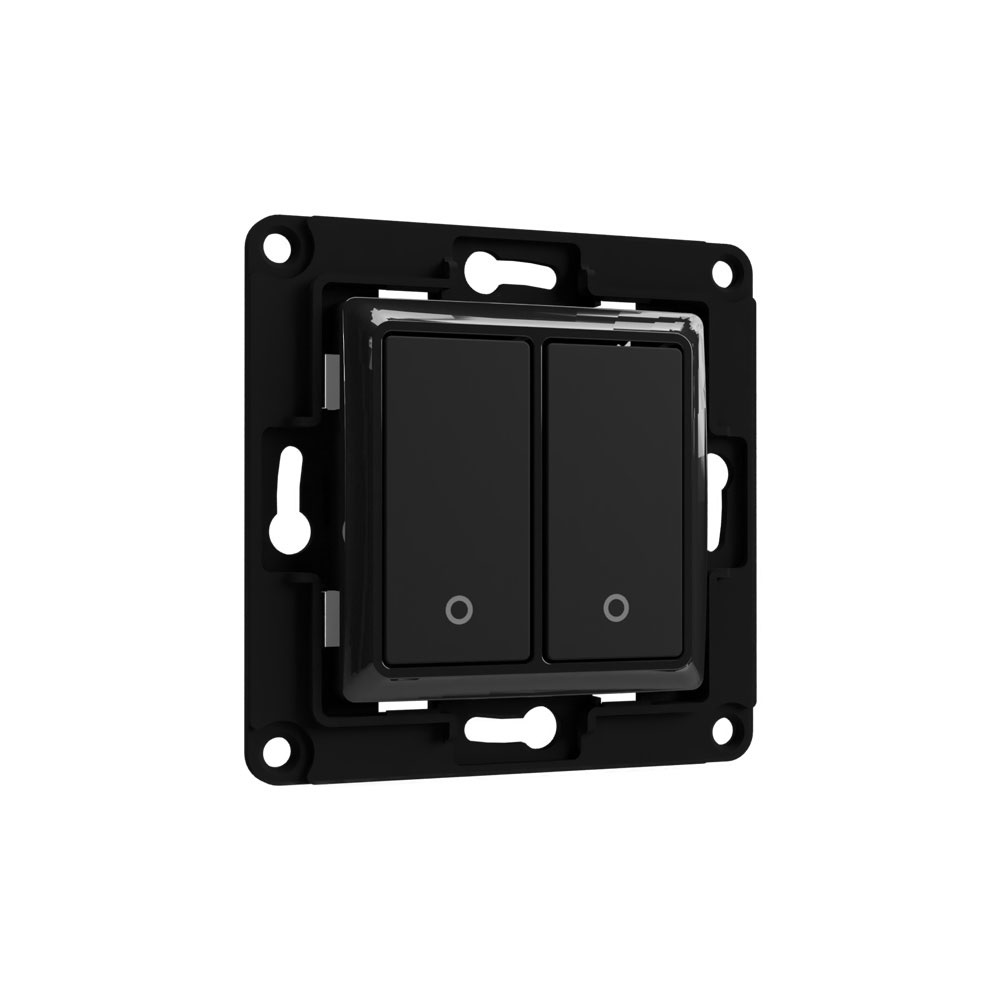 Shelly Wall Switch - Interruttore da parete smart a 2 pulsanti, colore nero, compatibile con relè Shelly