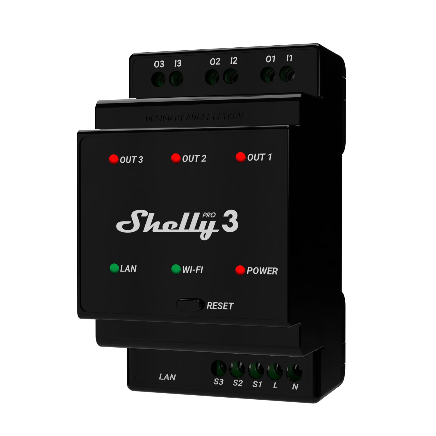 Shelly Pro 3 - Relè Smart WiFi LAN Bluetooth 3 Canali, Barra DIN, Fino a 48A, Automatizzazione per Uso Residenziale e Commerciale, Compatibile con Google Assistant e Alexa