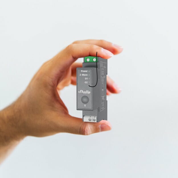 Shelly Wave Pro 2 - Interruttore Intelligente Z-Wave a 2 Canali, 25 A, Montaggio su Guida DIN, Contatti Puliti, Funzione SmartStart