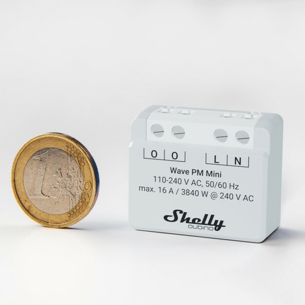 Shelly Qubino Wave PM Mini - Misuratore di Potenza Intelligente Z-Wave, 1 Canale, 16A, Monitoraggio Energetico in Tempo Reale, Domotica