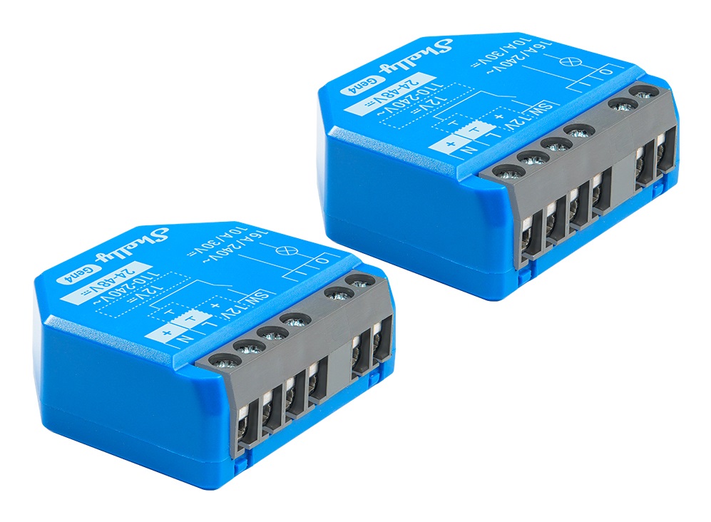 Shelly 1 Gen4 - Interruttore Relè Intelligente Wi-Fi 16A, Contatti Puliti, Controllo Remoto, Compatibile con Alexa, Google Home e HomeKit (2 Pezzi)