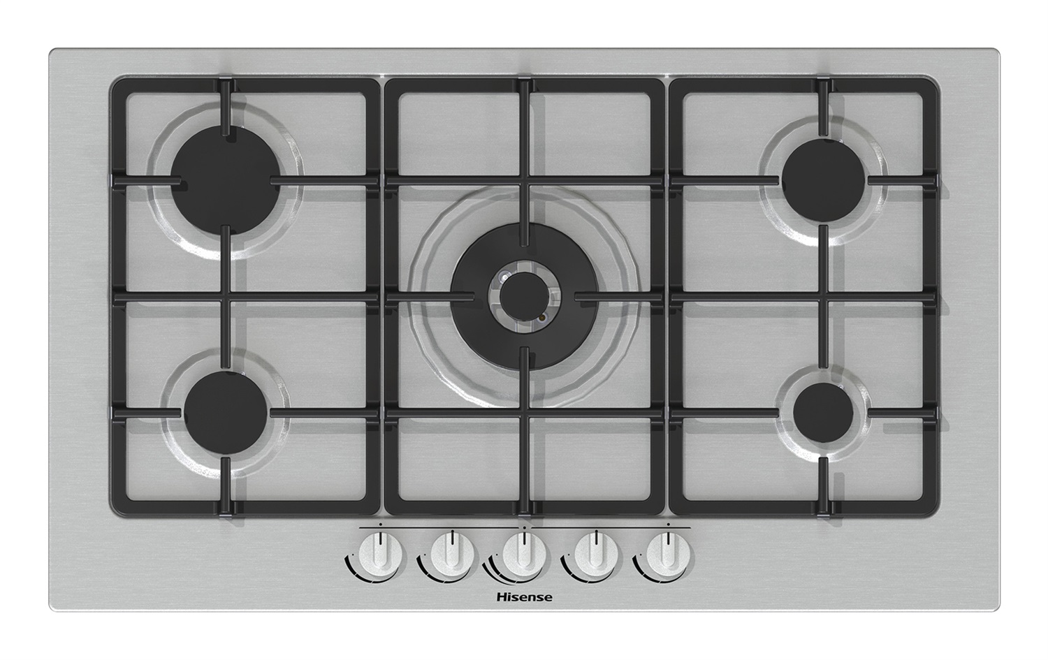 Hisense GM773XF Piano Cottura a Gas 5 Fuochi da Incasso 71 cm Acciaio Inox con Griglie in Ghisa e Bruciatore Wok