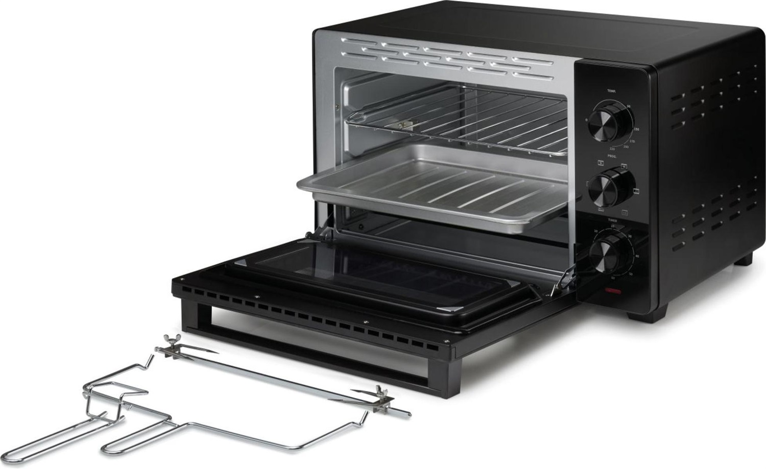 Hisense HOM30M Fornetto Elettrico 30L 1600W Ventilato con Girarrosto e Comandi a Manopola