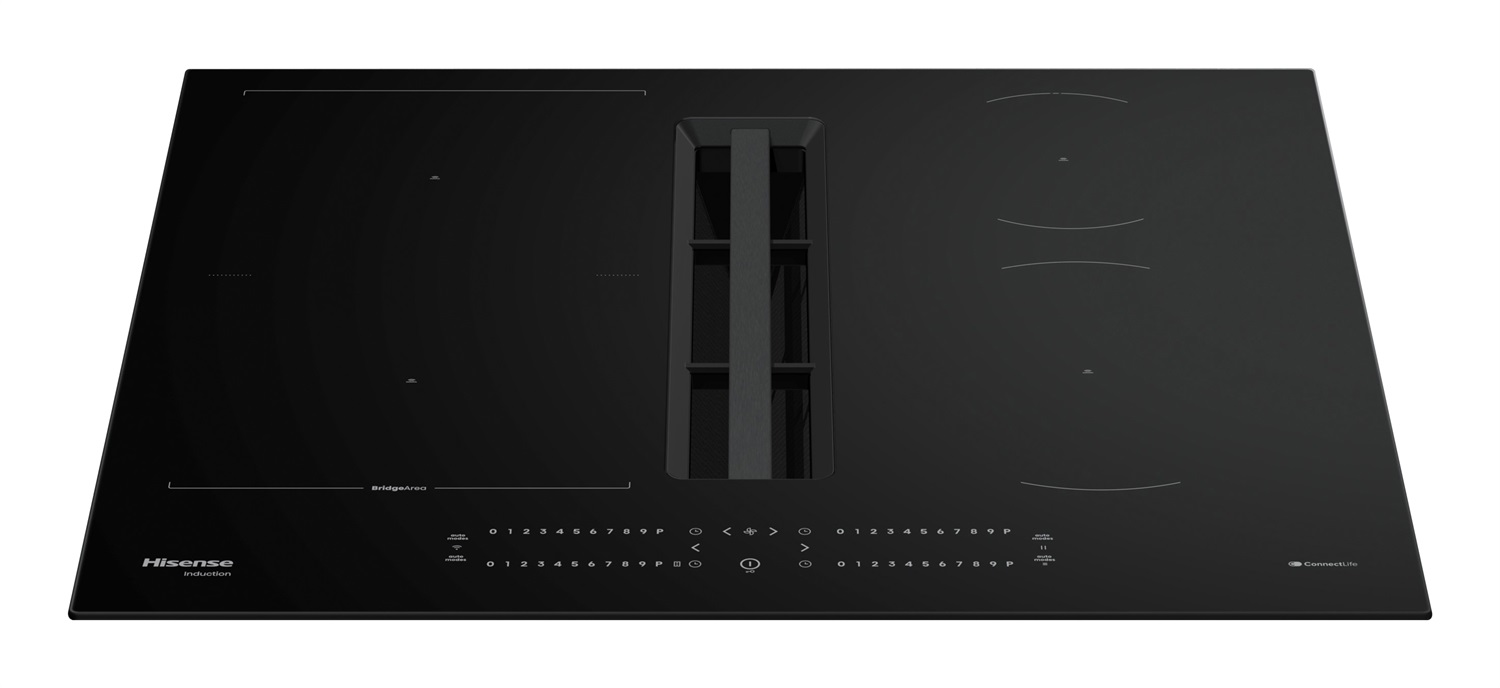 Hisense Piano Cottura a Induzione con Cappa Integrata 60 cm in Vetroceramica Nero - Classe Energetica A
