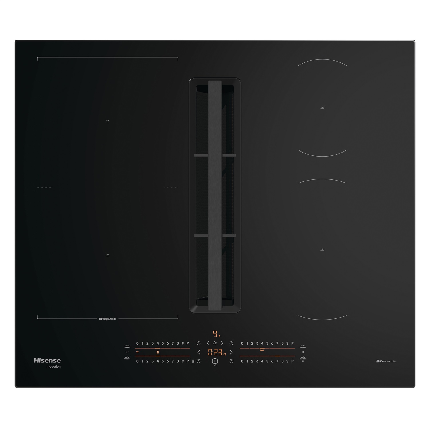 Hisense Piano Cottura a Induzione con Cappa Integrata 60 cm in Vetroceramica Nero - Classe Energetica A