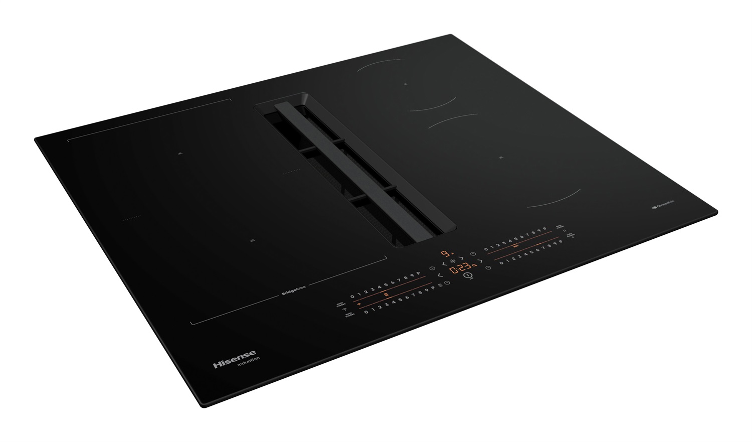 Hisense Piano Cottura a Induzione con Cappa Integrata 60 cm in Vetroceramica Nero - Classe Energetica A