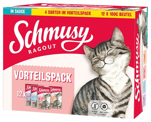 Schmusy Ragout in Salsa - Cibo umido per gatti 100 g in varianti di pollo, manzo, salmone e anatra