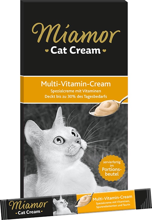 Miamor Cat Snack Multi-Vitamin Cream - Crema multivitaminica per gatti, 6 x 15 g, con taurina e vitamine