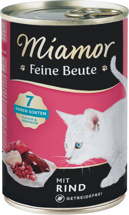 Miamor Feine Beute Cibo Umido per Gatti con Manzo - 400 g, Senza Cereali e Soia, Ricco di Carne Naturale