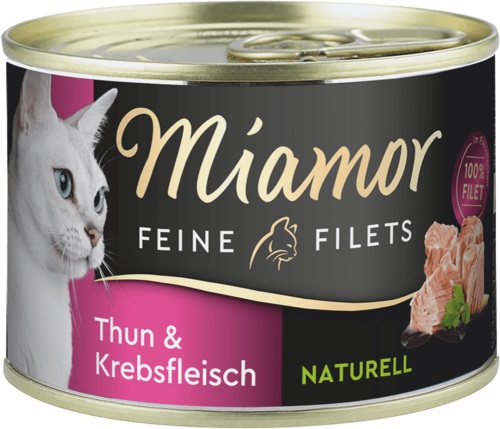 Miamor Delicato Filetto Naturale - Cibo umido per gatti con Tonno e Polpa di Granchio, 156 g