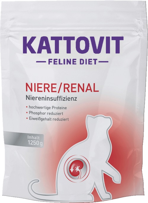 Kattovit Cibo Secco Renale per Gatti Adulti - Alimento Dietetico Completo 1,25 kg con Pollo per Supportare la Funzione Renale
