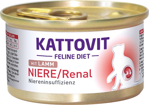 Kattovit Cibo Umido Renale per Gatti Adulti con Agnello e Riso - Lattina da 85 g